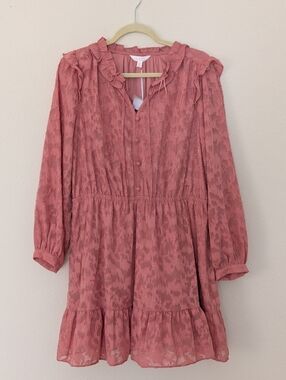 LC Lauren Conrad Dress Pink Floral Long Sleeve Dress Size XL